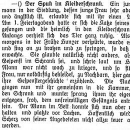 Artikel aus dem Frechener Tageblatt, Titel "Der Spuk im Kleiderschrank".