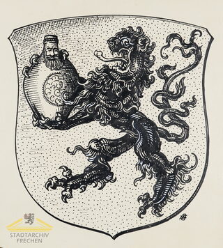 Entwurf des Frechener Wappens, schwarz-weiß