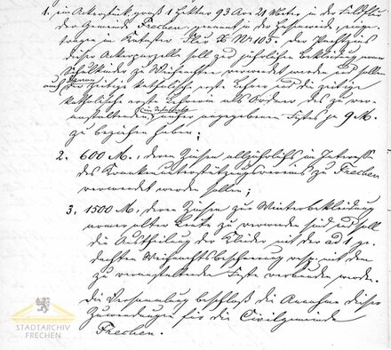 Das Bild zeigt einen Ausschnitt aus einem Protokoll in alter Schrift.