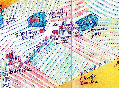 Das Bild zeigt einen Ausschnitt einer historischen Karte.