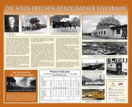 Das Bild zeigt die Tafel "Die Köln-Frechen-Benzelrather Eisenbahn"
